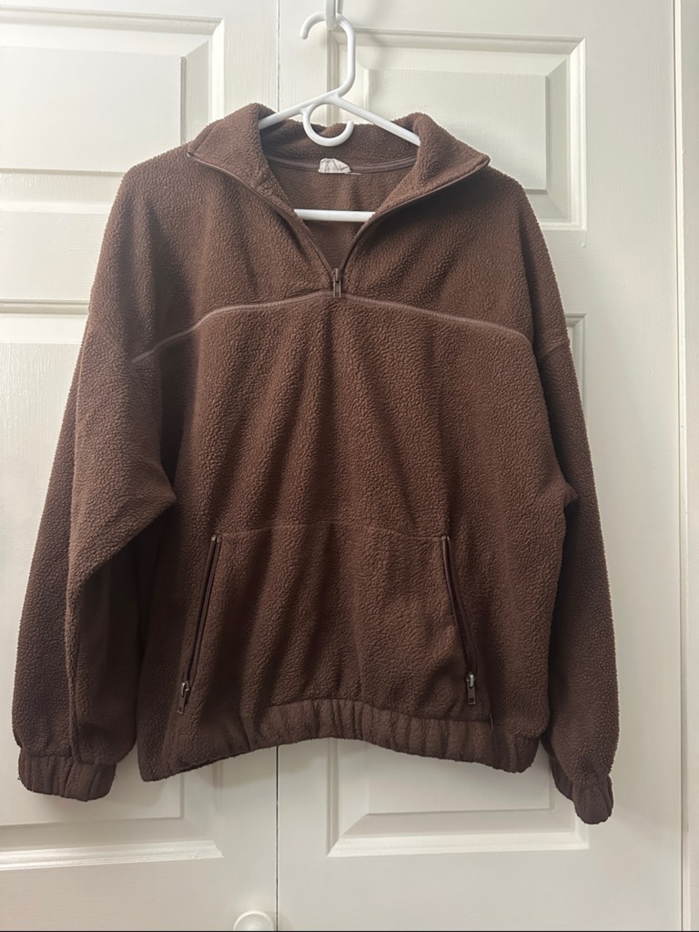 Cotton On Brown Quarter-Zip Sherpa Pullover